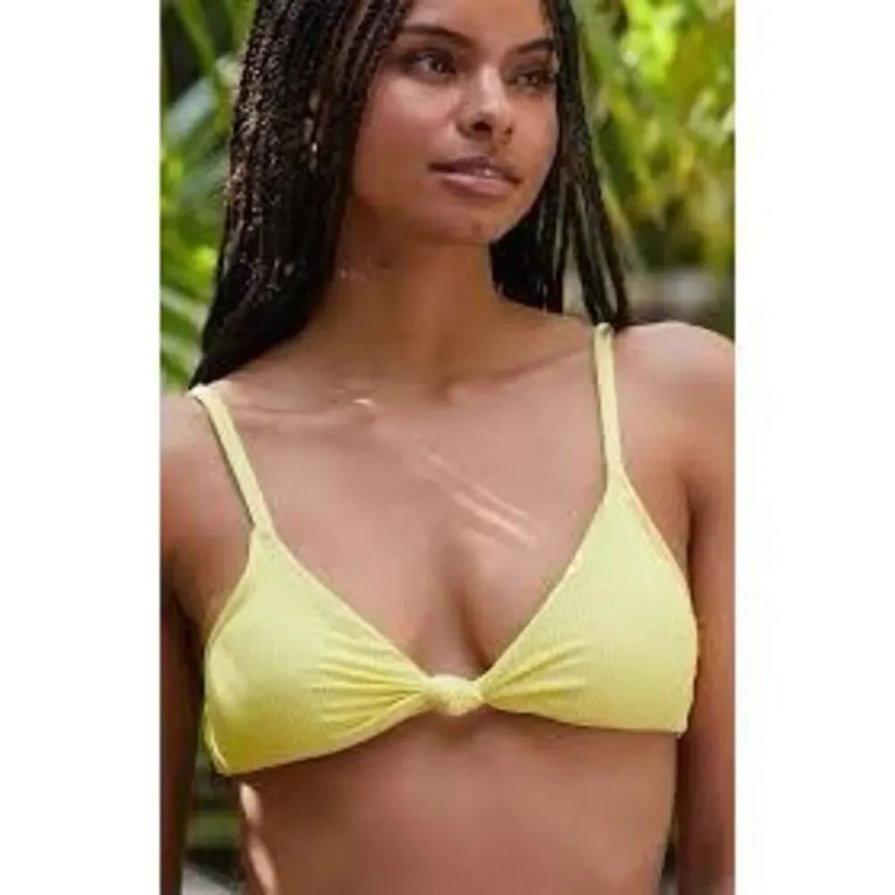 LA Hearts Pacsun yellow ribbed knotted bikini top medium